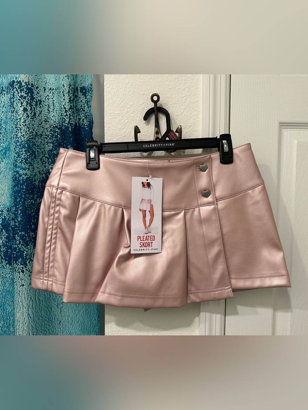 #46 Celebrity Pink Metallic Blush Pleated Skort
